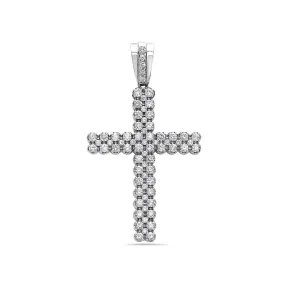 14K White Gold Cross Pendant with 5.18 CT Diamonds