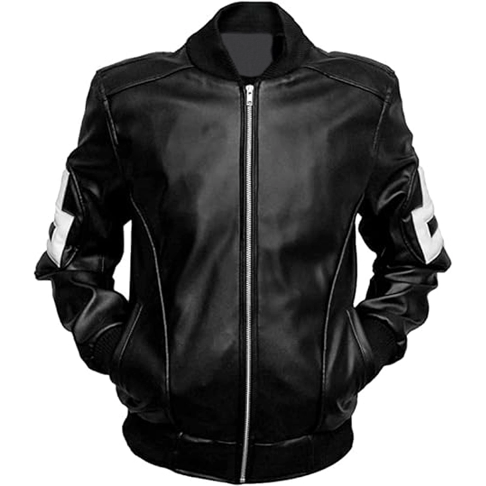 8 Ball Jacket | Black Bomber Leather Jacket