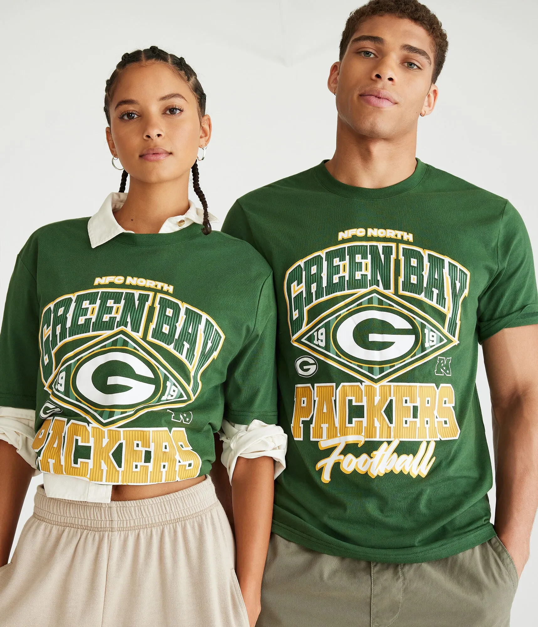 Aeropostale Mens'  Bay Packers Graphic Tee - Green - Size XS - Cotton - Teen Fashion & Clothing Green