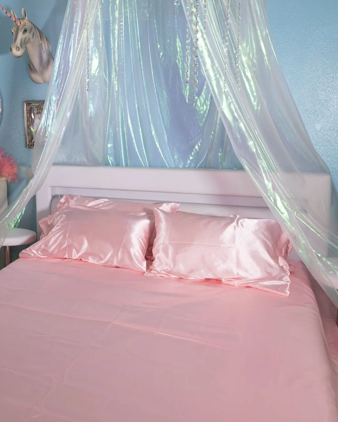 Alessia Pink Satin Sheets