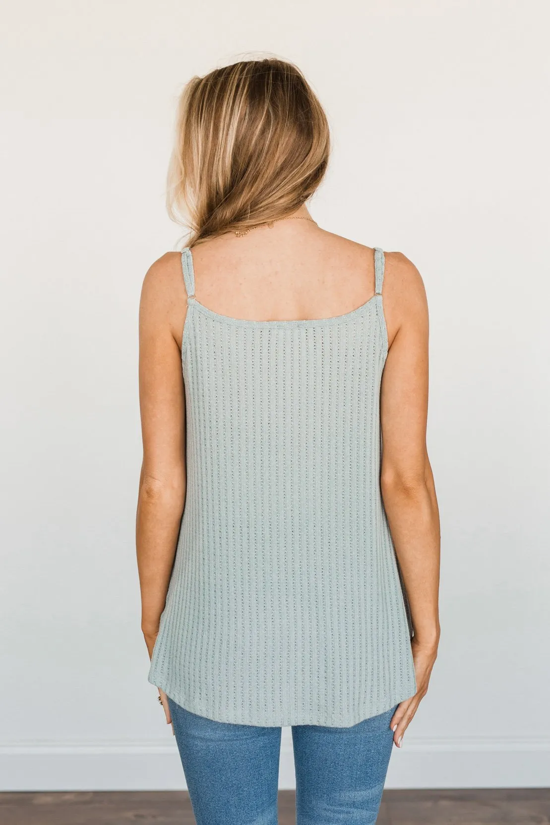 Beyond Charmed Wrap Tank Top- Dusty Sage