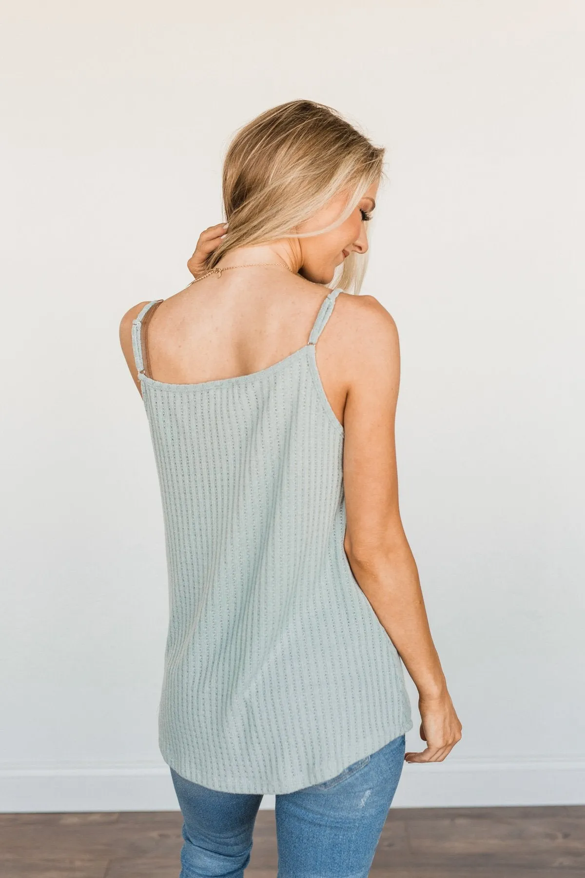 Beyond Charmed Wrap Tank Top- Dusty Sage