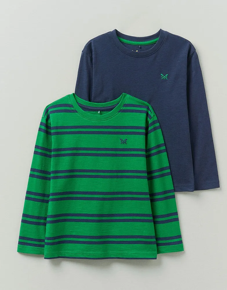 Boys' 2 Pack Oversized Stripe & Plain T-Shirt from Crew Clothing Company