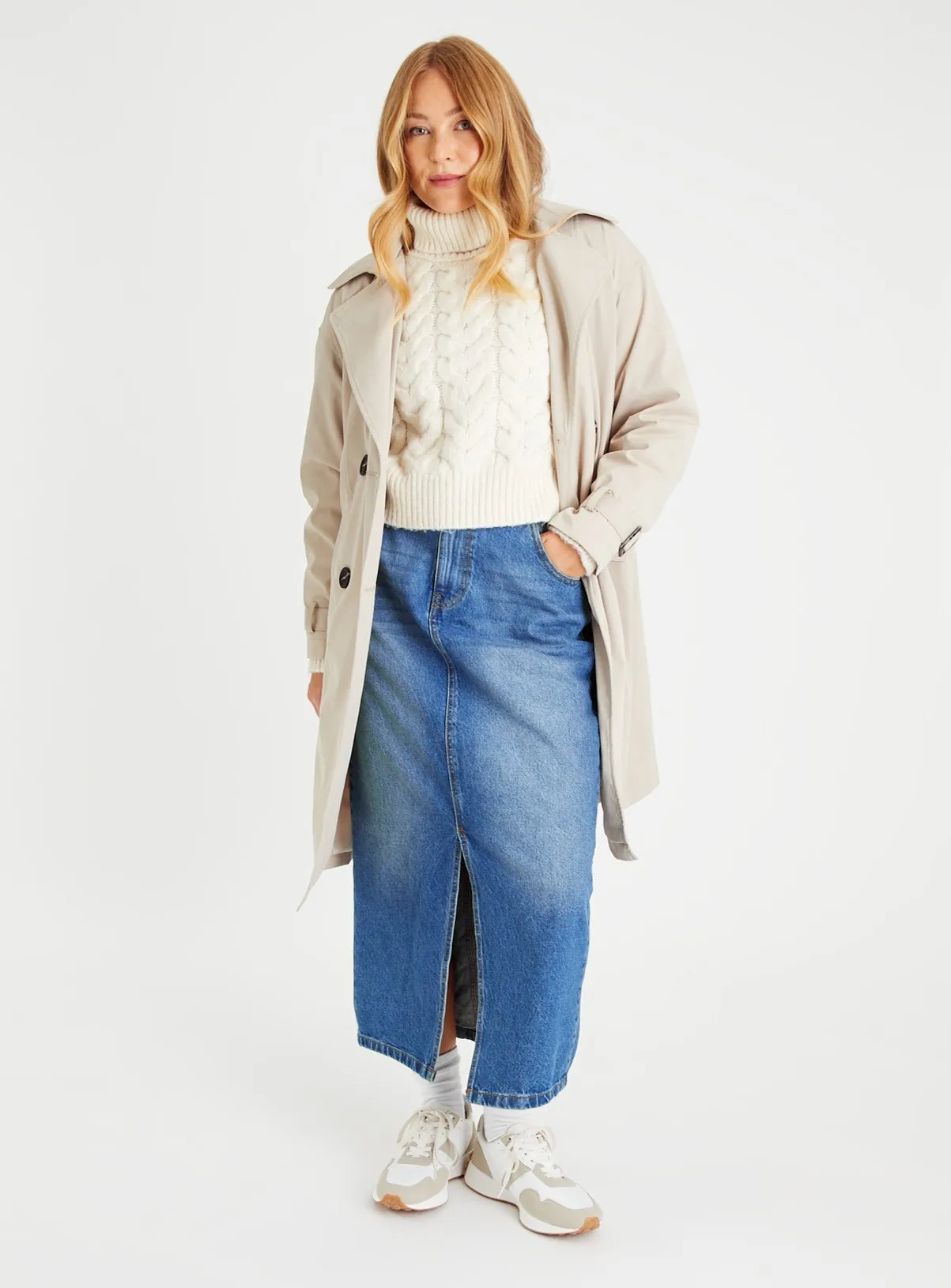 Buy Cream Cropped Roll Neck Cable Knit Jumper 24 | Jumpers | Tu