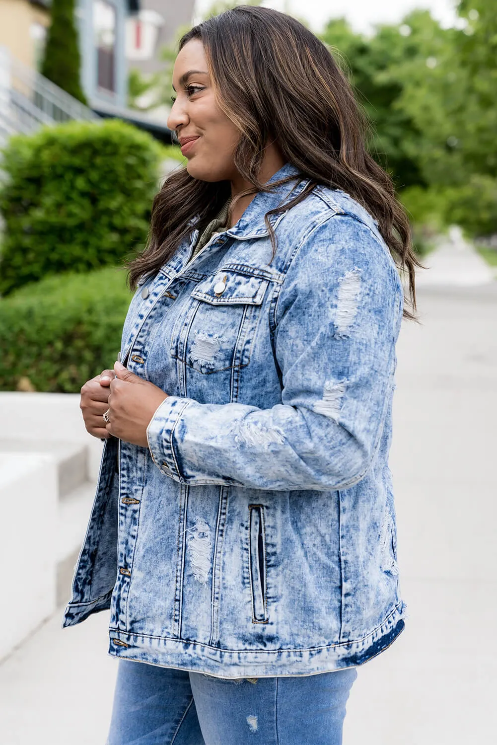 Cassidy Acid Wash Distressed Denim Jacket