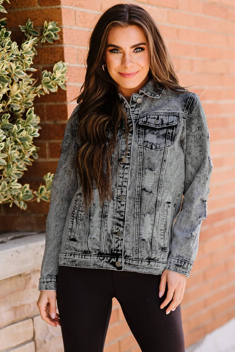 Cassidy Acid Wash Distressed Denim Jacket