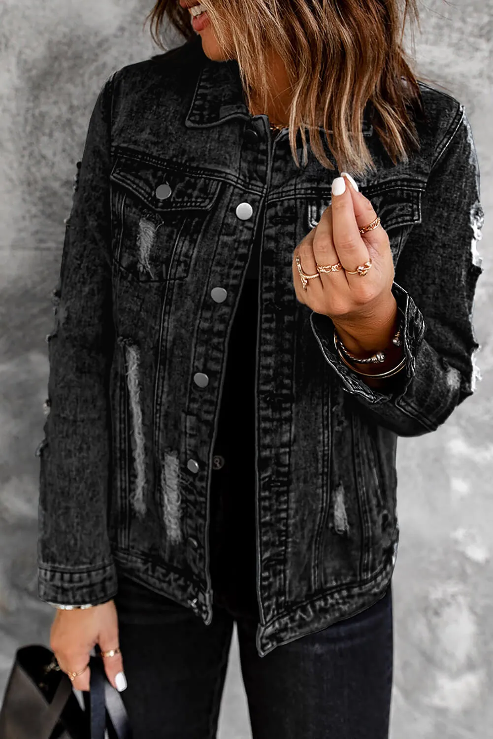 Cassidy Acid Wash Distressed Denim Jacket