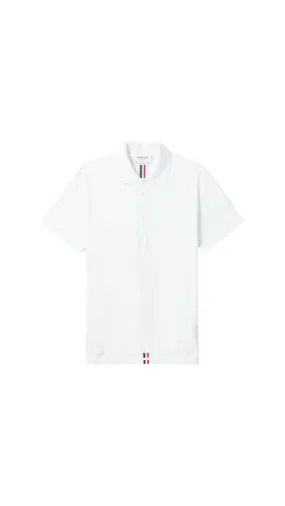 Classic Piqué Stripe Relaxed Polo - White