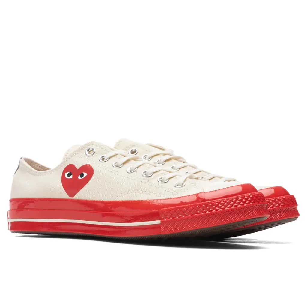 Converse x Comme Des Garcons PLAY All Star Chuck '70 Ox Red Sole - White