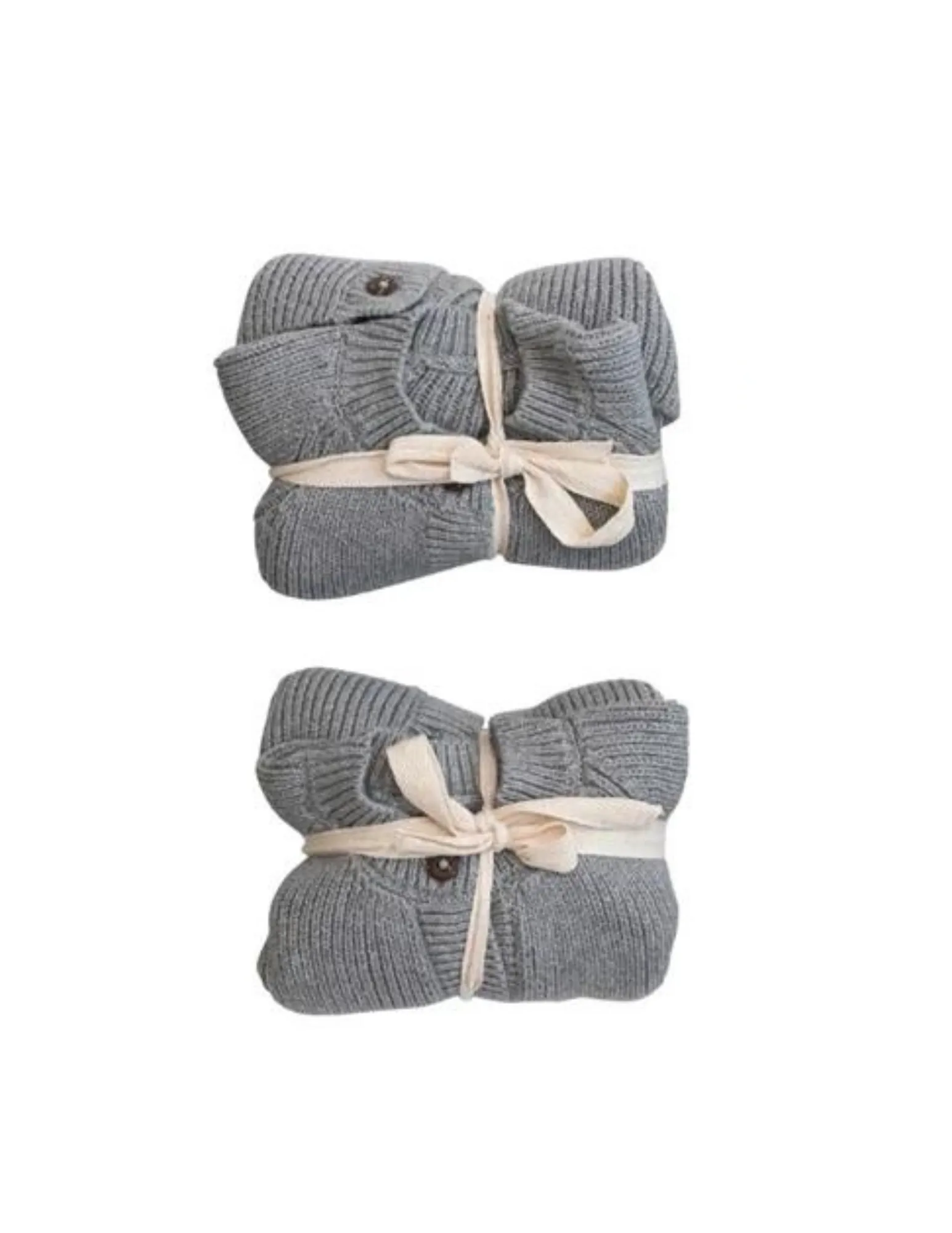 Cotton Knit Baby Sweater in Grey