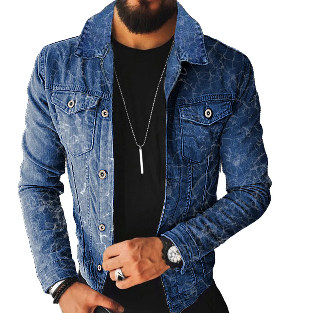 Distressed Print Denim Jacket