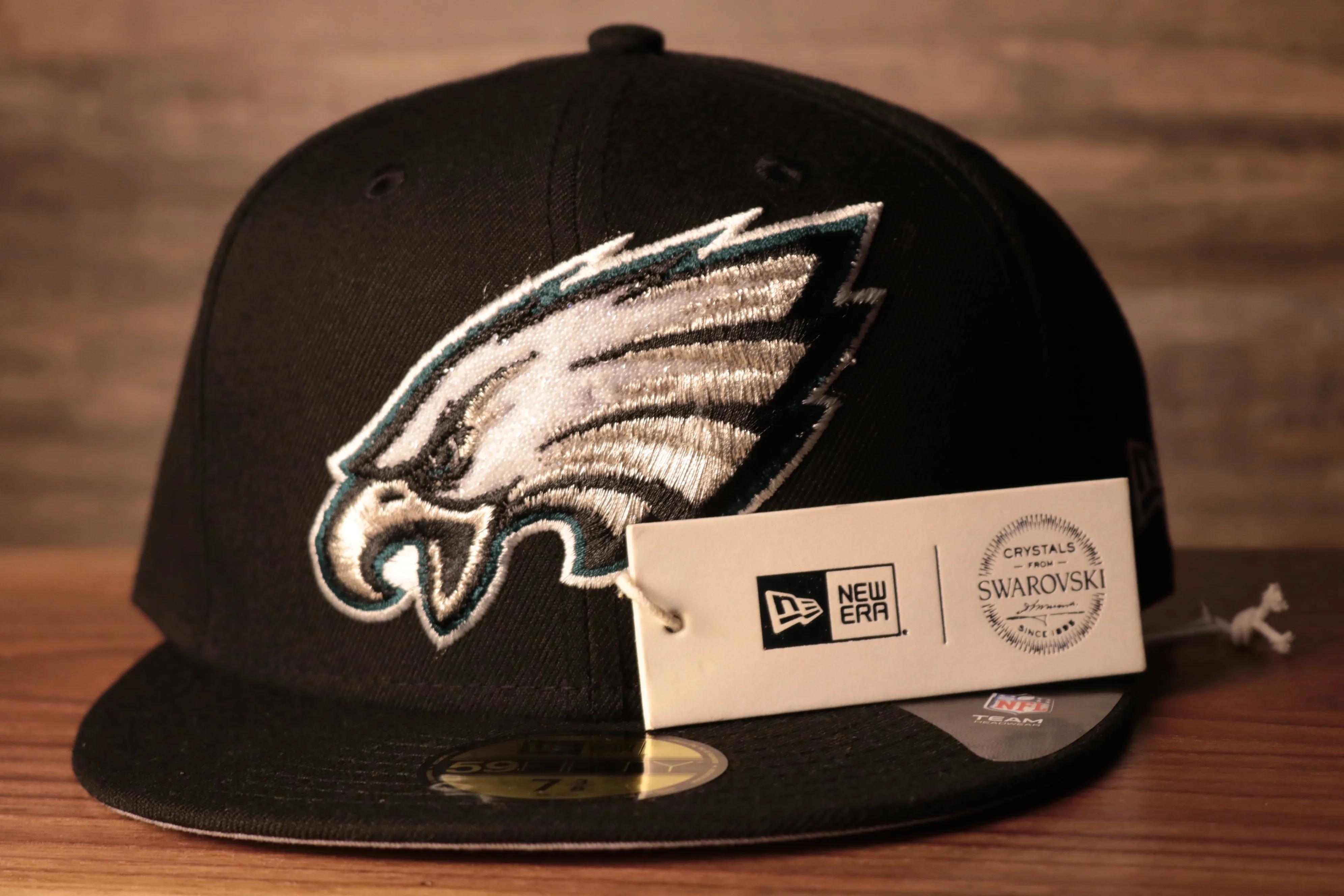 Eagles Fitted Cap | Philadelphia Eagles Swarovski Black Fitted Hat