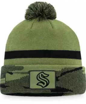 Fanatics Men's NHL Fanatics Seattle Kraken Military Appreciation Cuffed Knit Hat with Pom