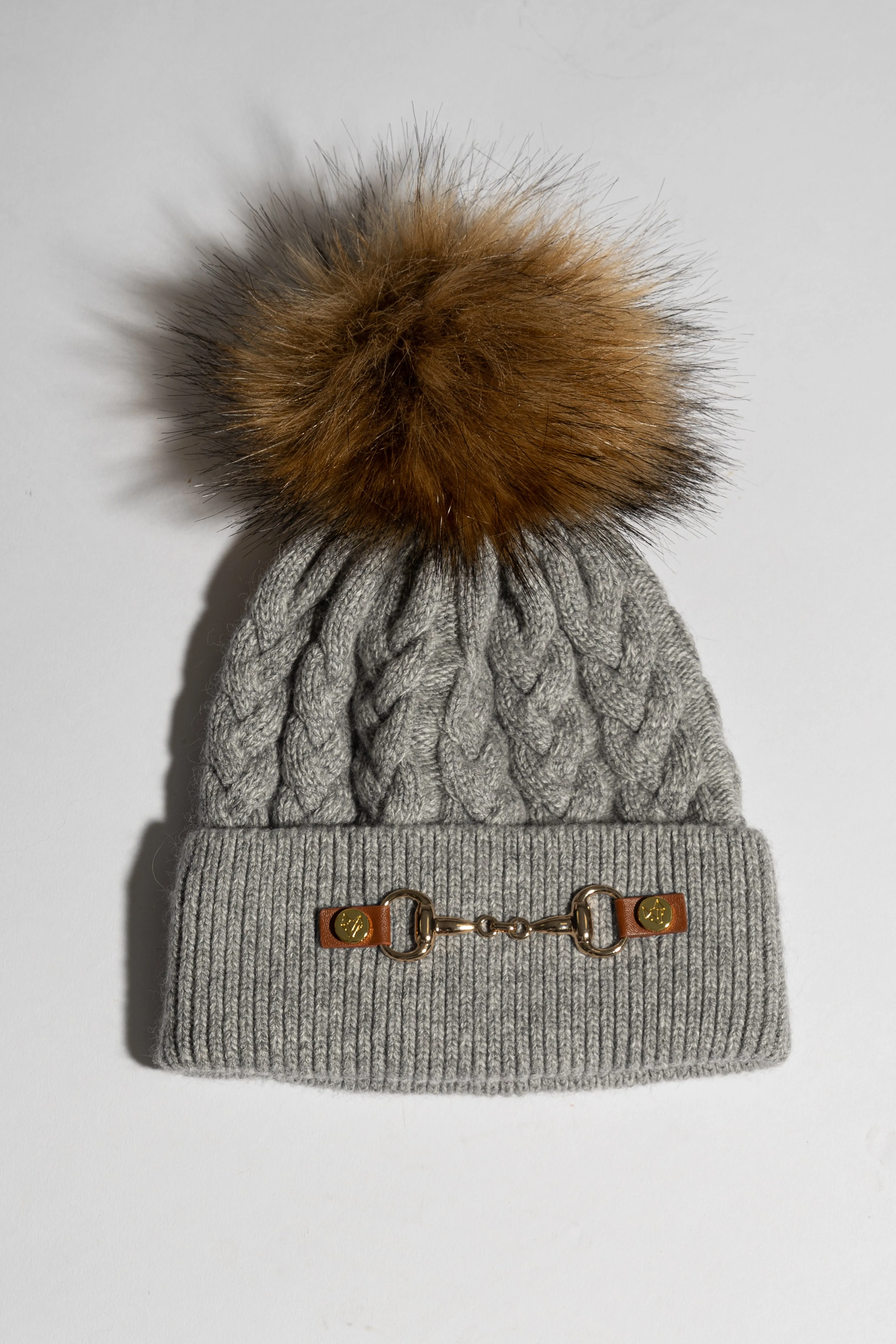 Faux Burley Pom Pom Hat - Grey