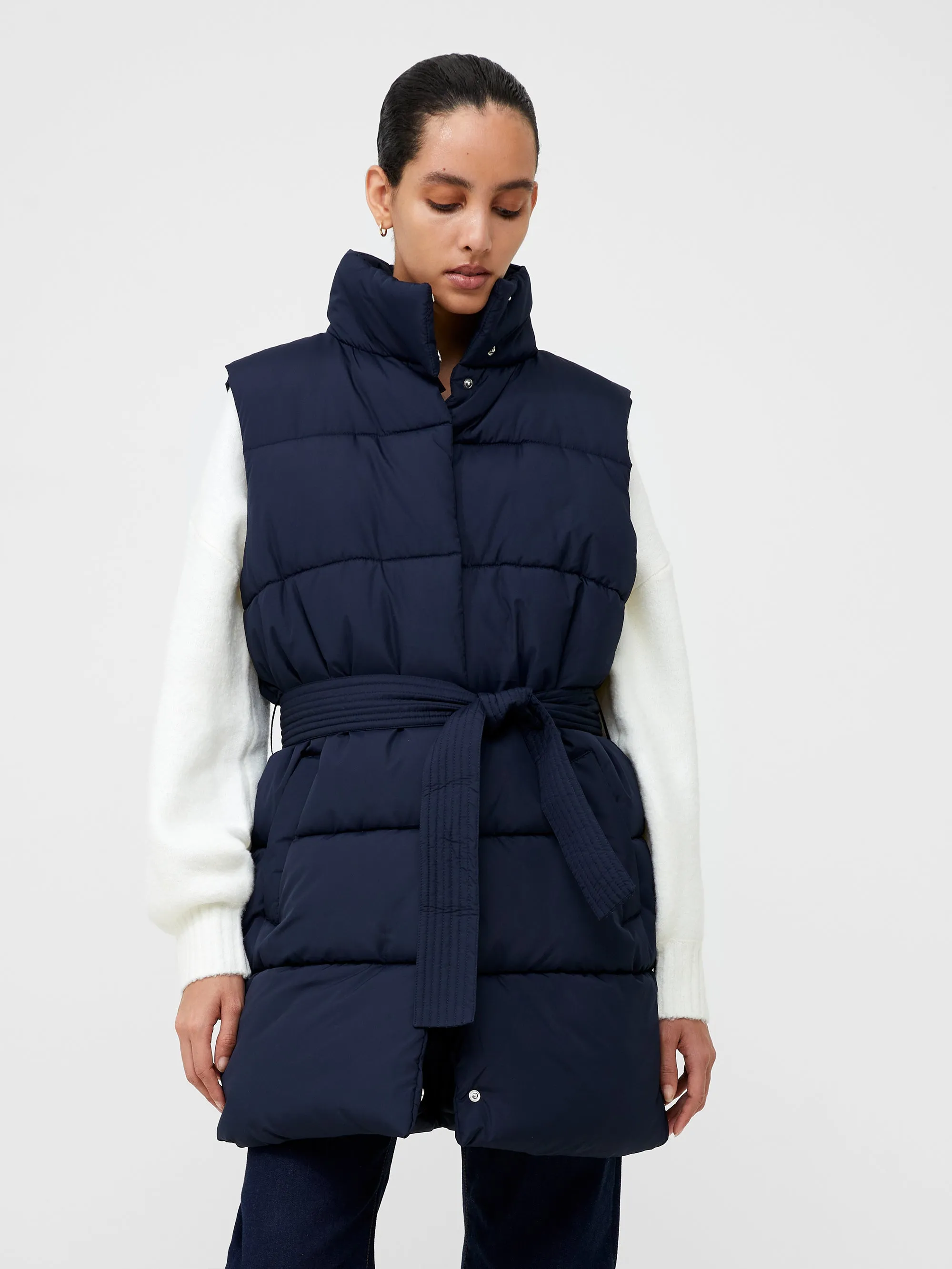 Funnel Neck Belted Gilet