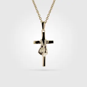 Gold Mini MMA Gloves Cross Pendant