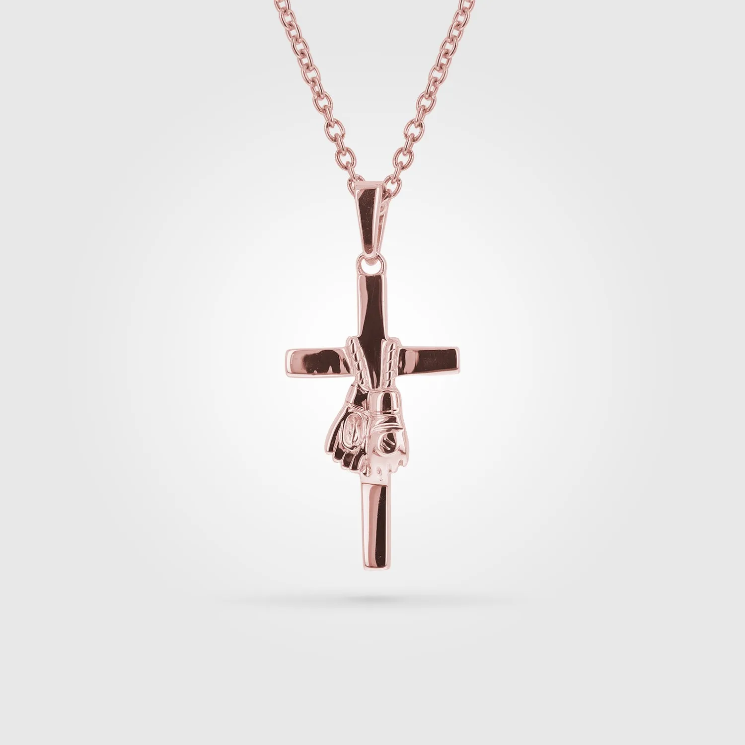 Gold Mini MMA Gloves Cross Pendant