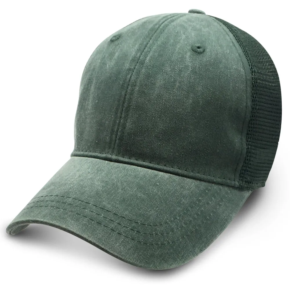 Green with Mesh Weathered - Unstructured Baseball Cap