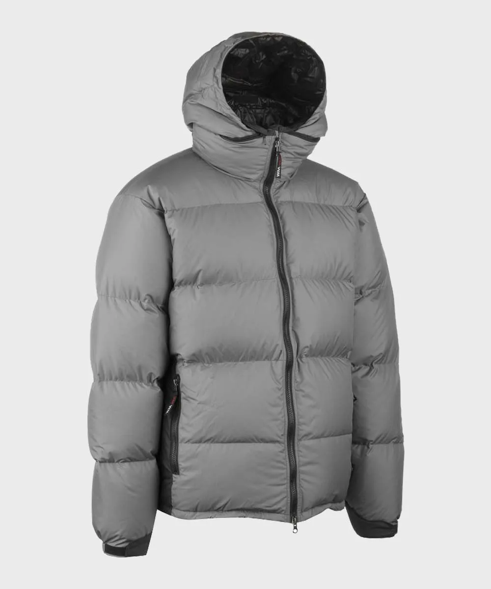 Grey Puffer Down Jacket | Grey Winter Hooded Down Jacket