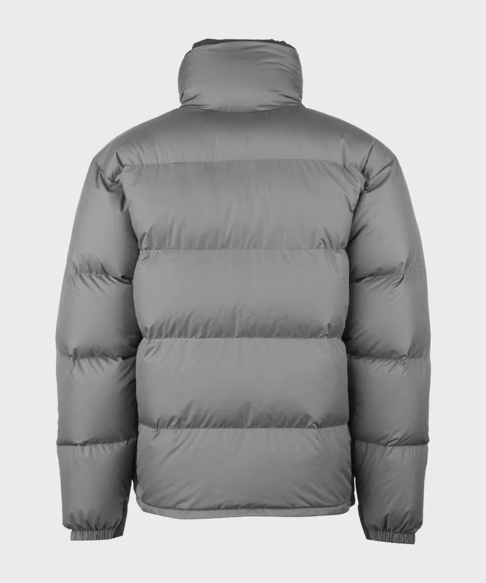 Grey Puffer Down Jacket | Grey Winter Hooded Down Jacket