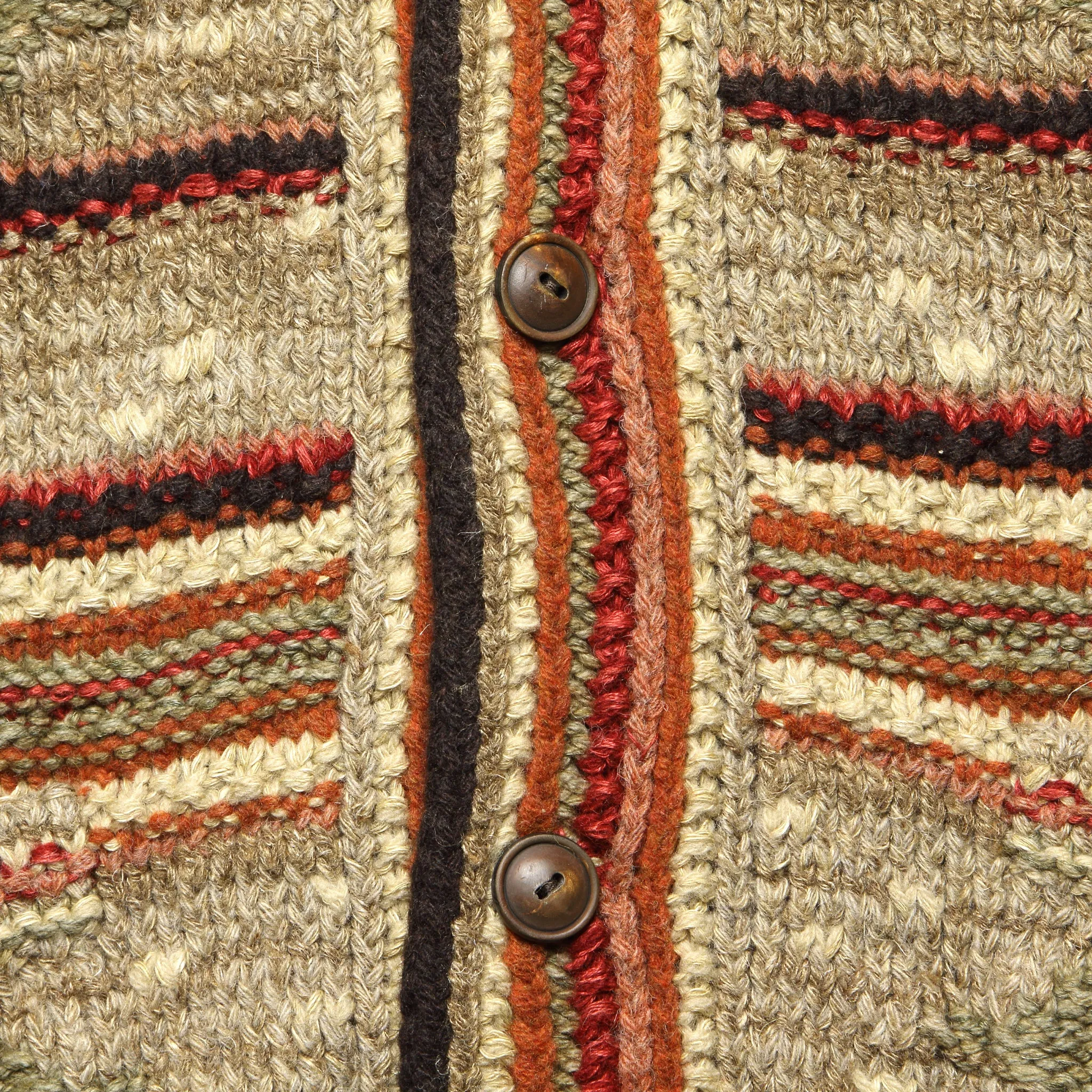 Hand-Knit Linen-Blend Cardigan - Tan Multi