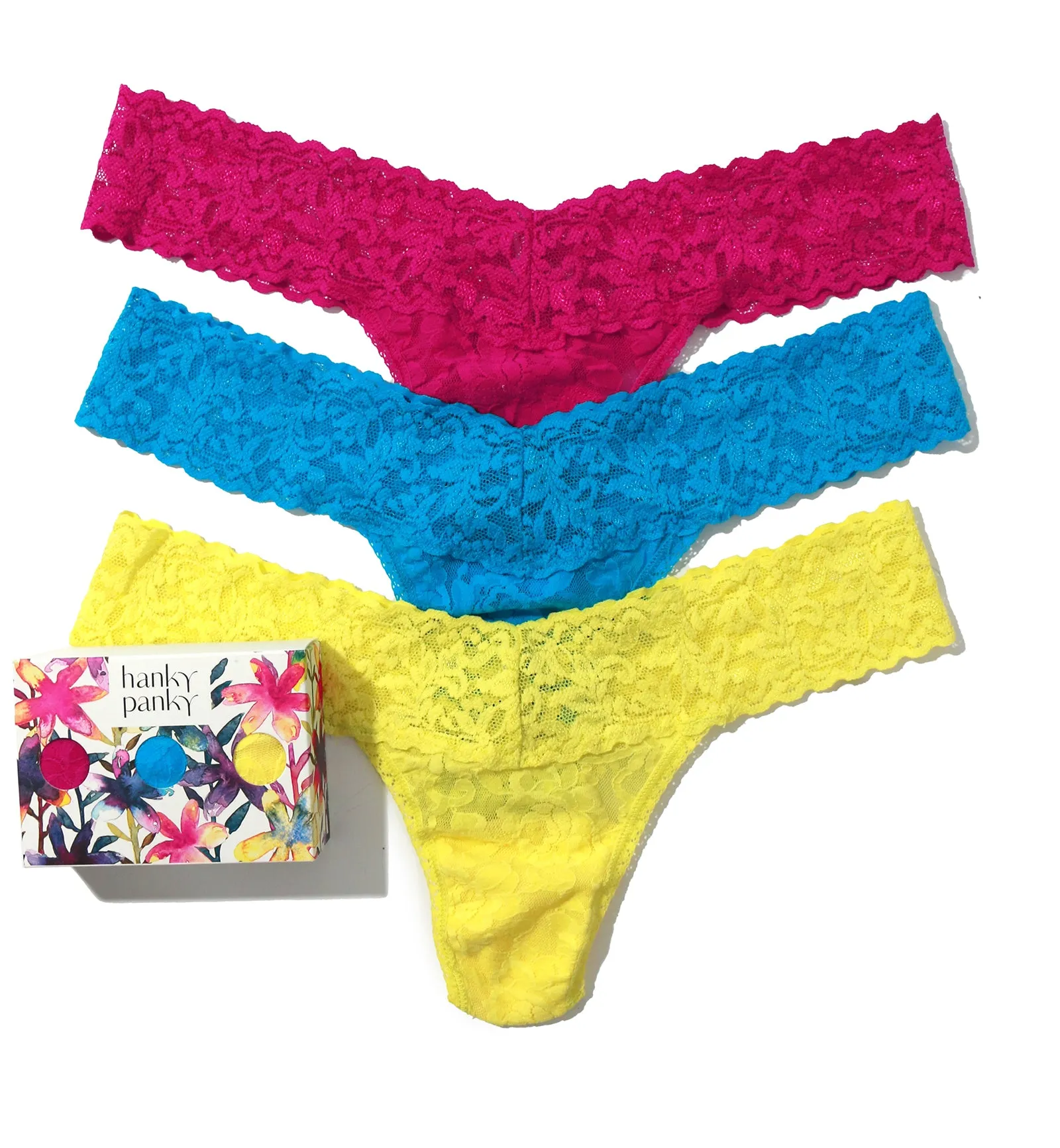 Hanky Panky 3-PACK Signature Lace Low Rise Thong (49113PK) - Still Blooming