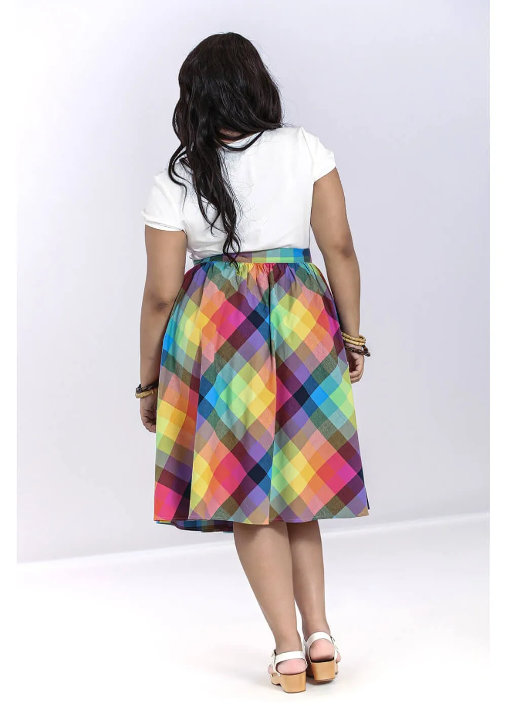 Hell Bunny Lucia Rainbow 50's Swing Skirt Multi