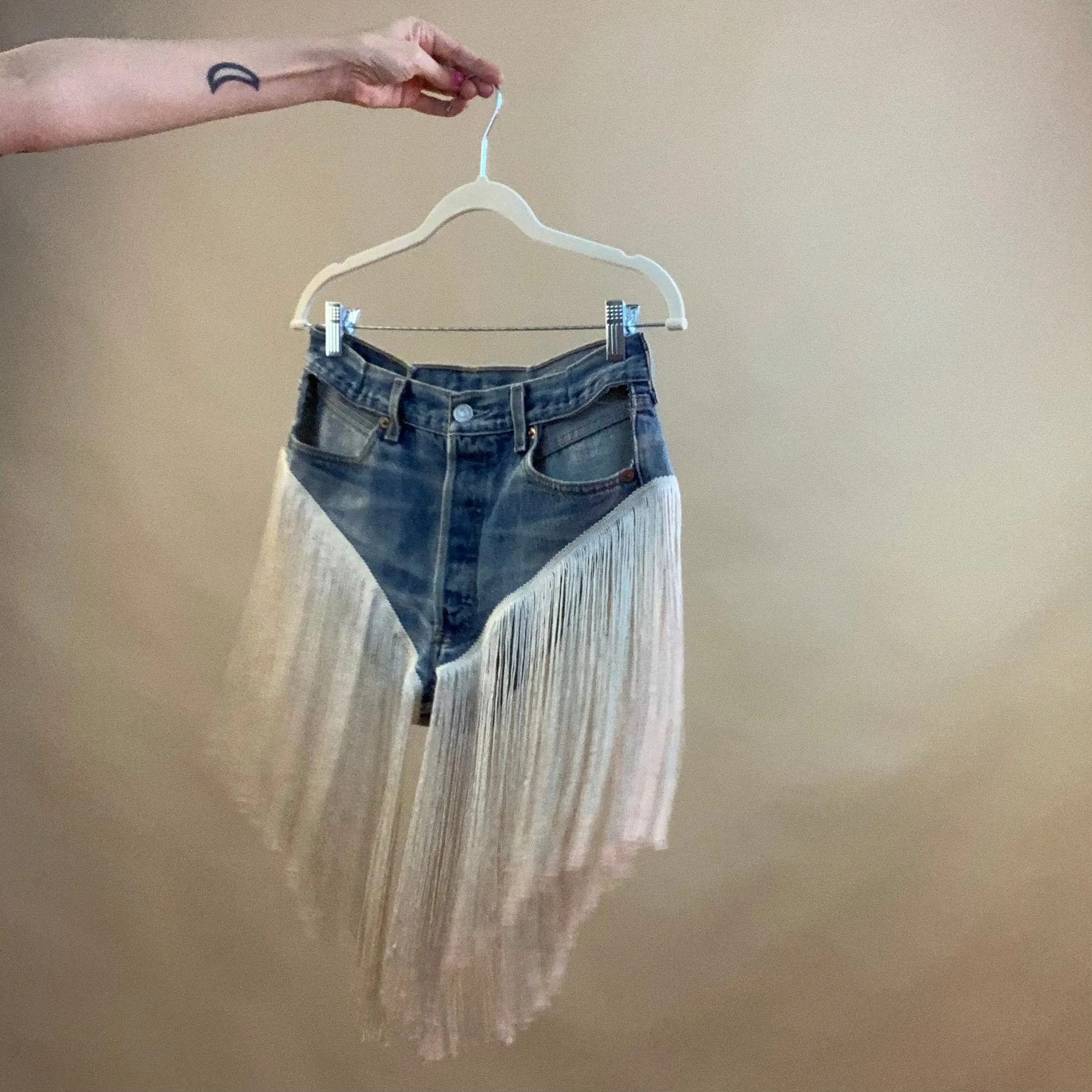 Hi cut panty fringe shorts