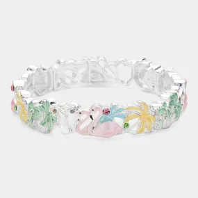 iLLASPARKZ Flamingo Palm Tree Flip Flops Stretch Bracelet