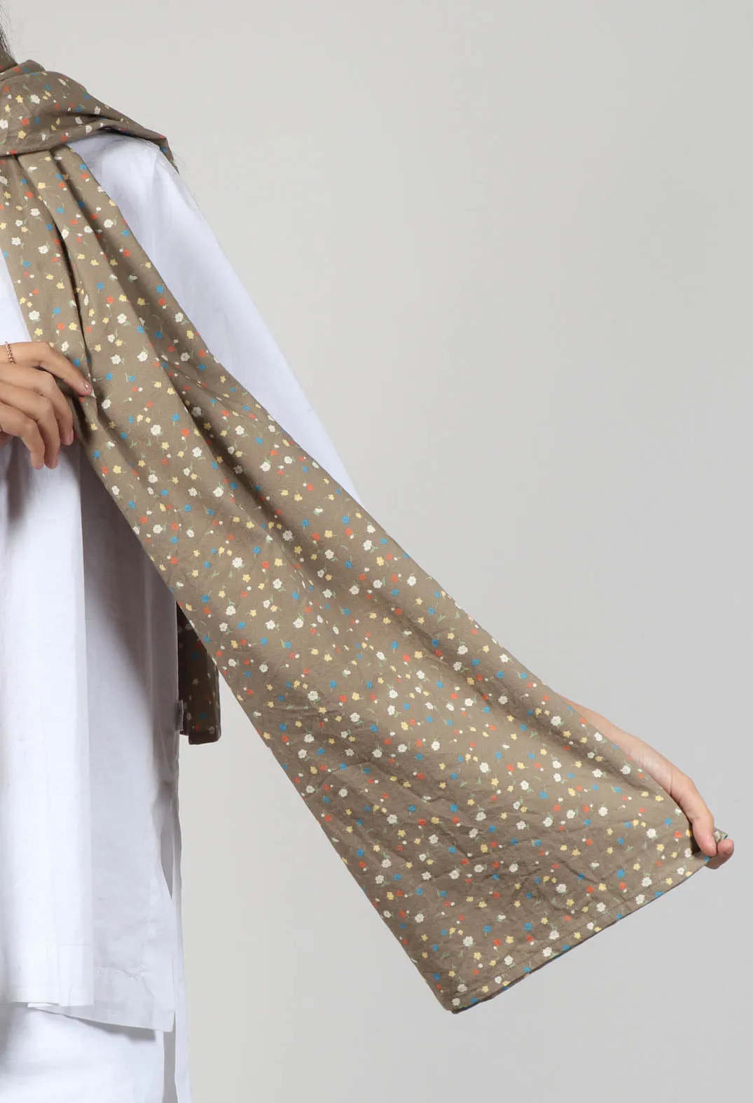 Ilona Shawl in Brown Flower Print