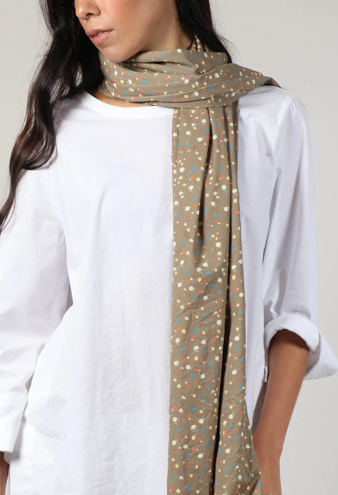 Ilona Shawl in Brown Flower Print