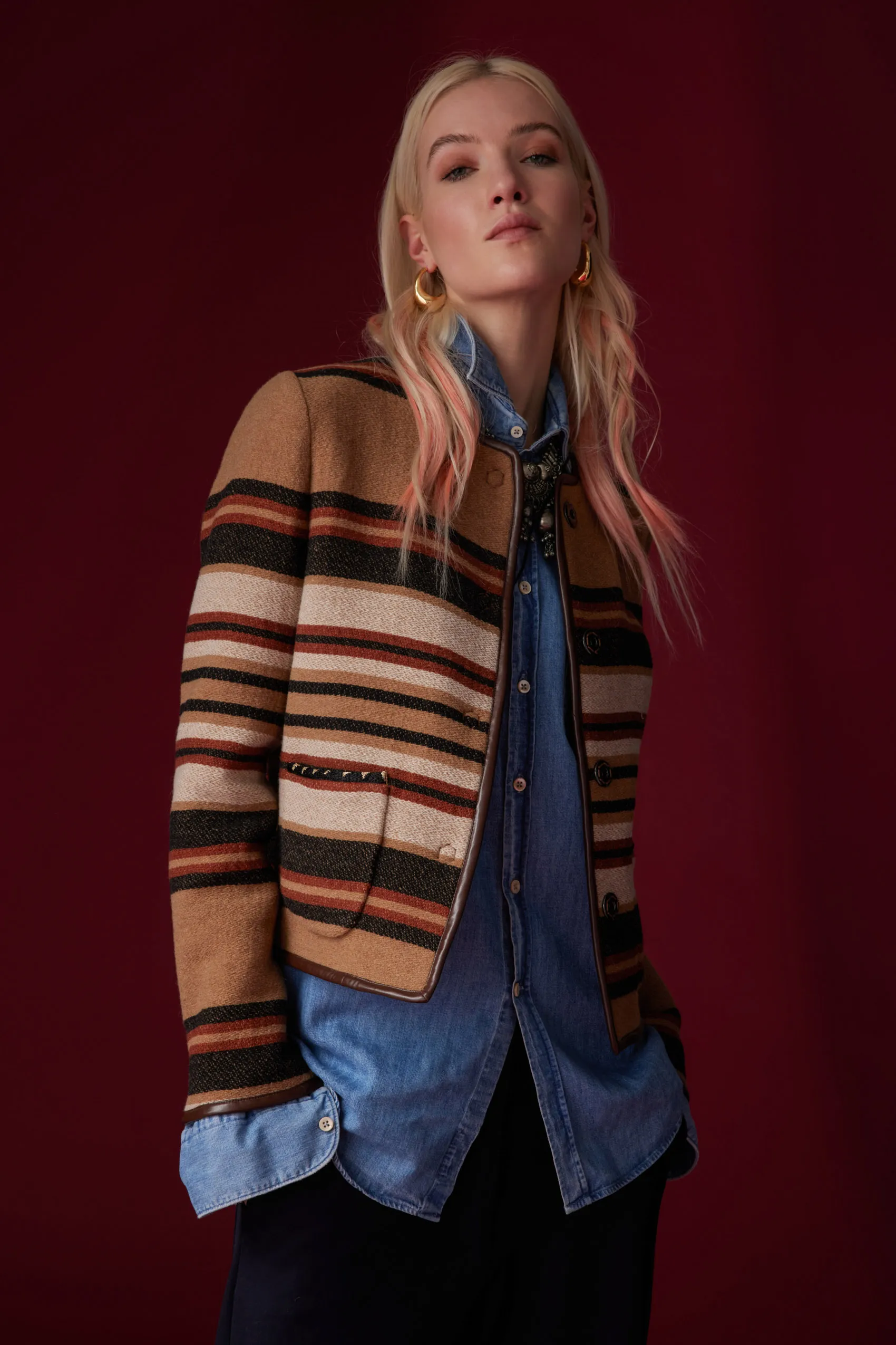 Jacket in striped wool 