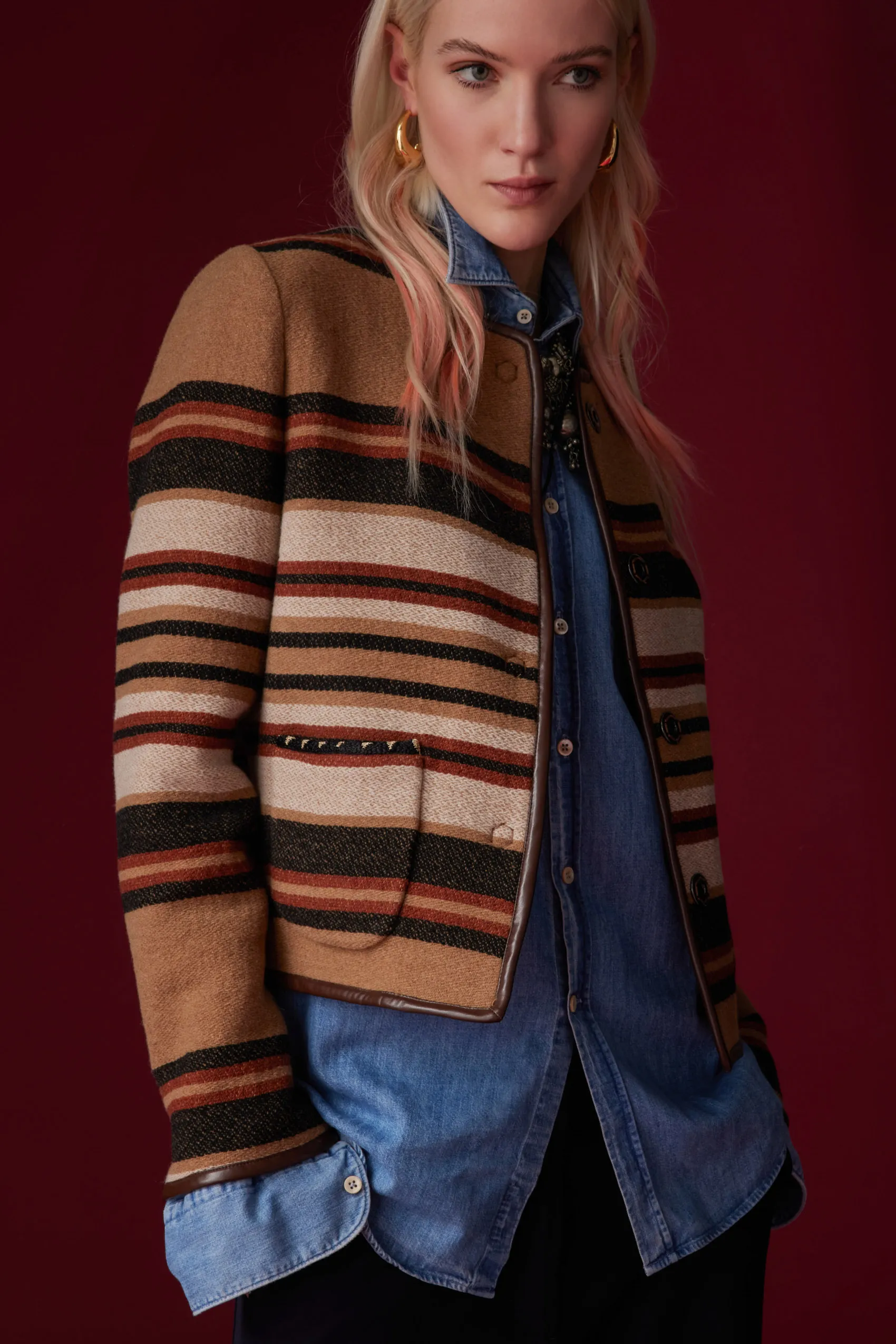 Jacket in striped wool 