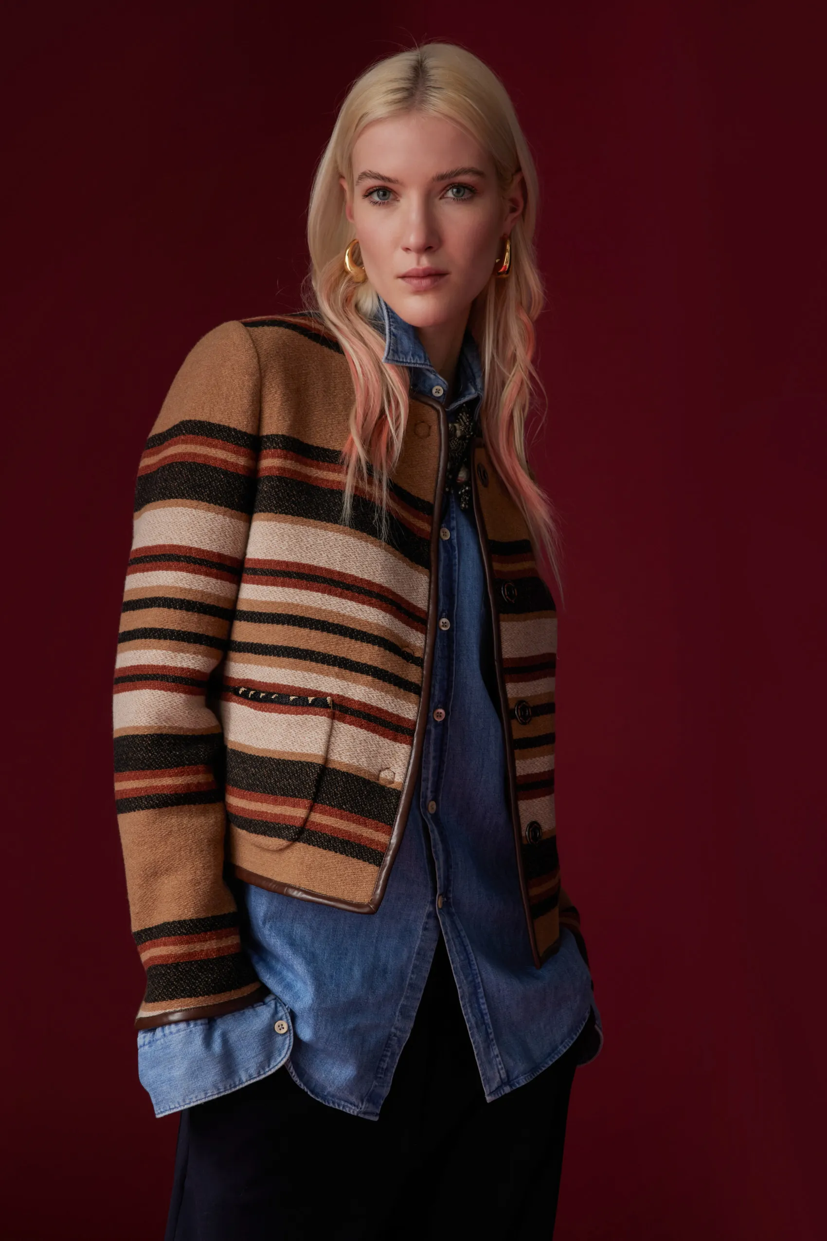 Jacket in striped wool 