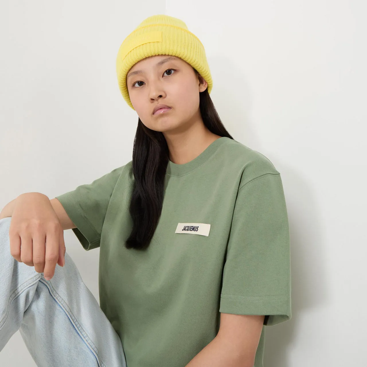 JACQUEMUS Le Bonnet Logo Beanie Hat - Yellow