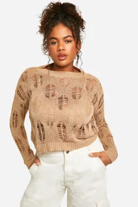 Jumpers & Cardigans | Plus Ladder Detail Sheer Jumper | boohoo