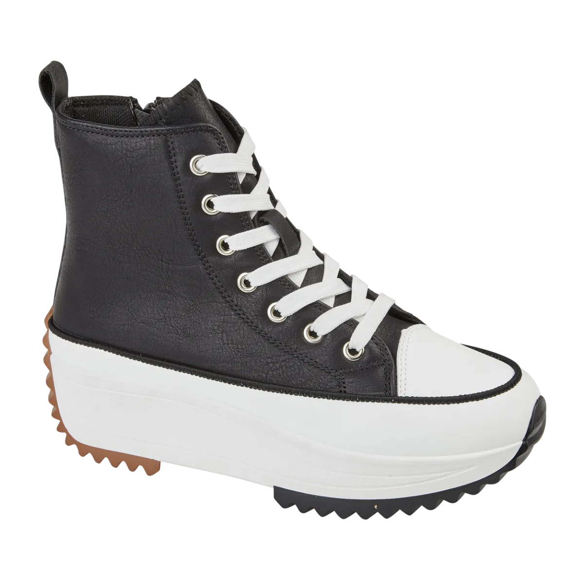 Ladies Classic Black Hi Tops Platform Chilli Urban Jacks Inside zip