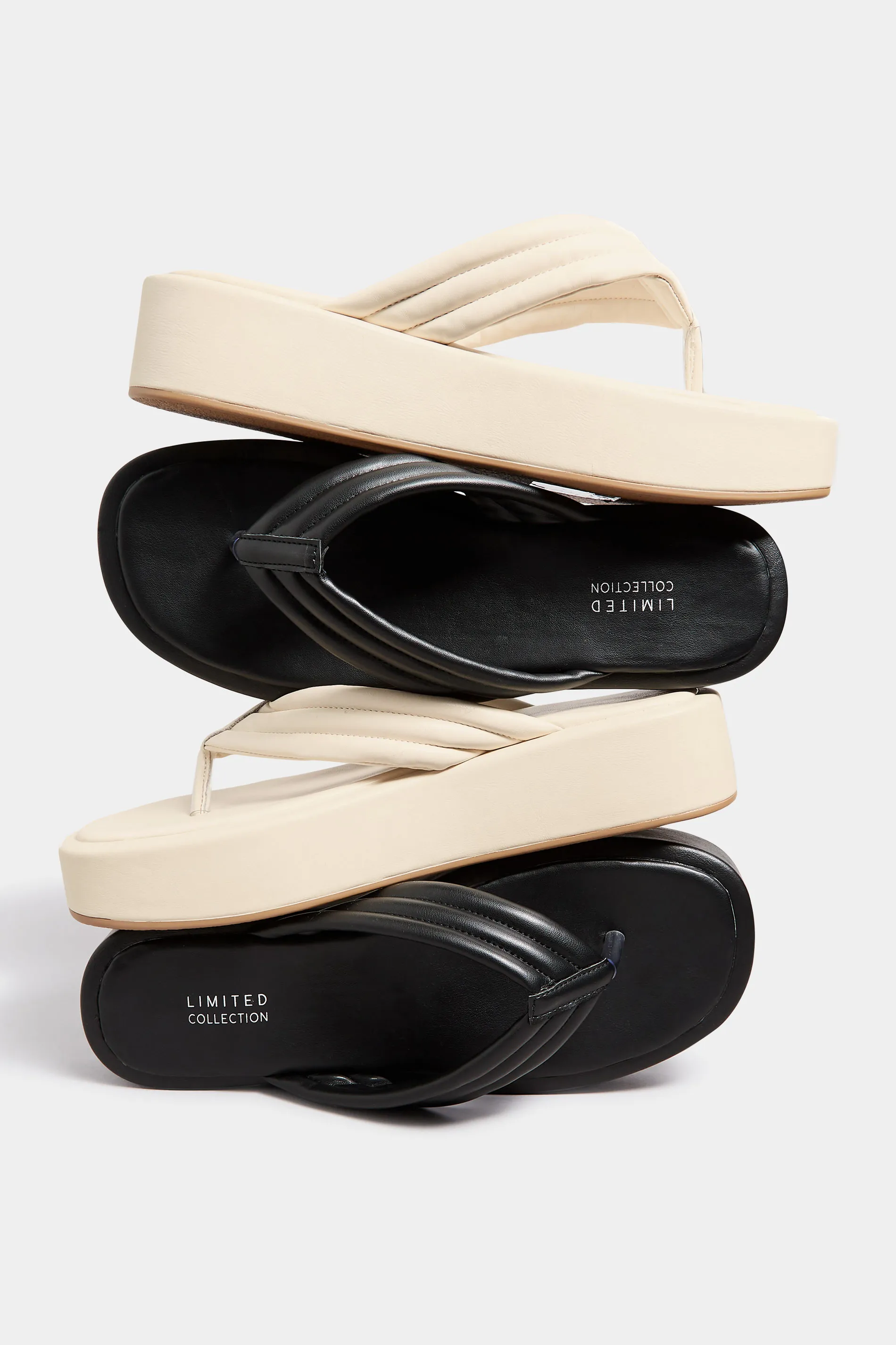 LIMITED COLLECTION Black Flatform Flip Flops In Wide E Fit