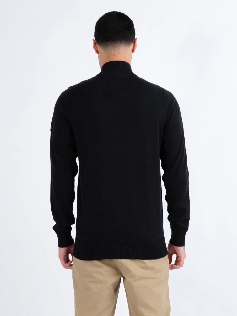 Luke 1977 Heddon Zip Neck Jumpers Black