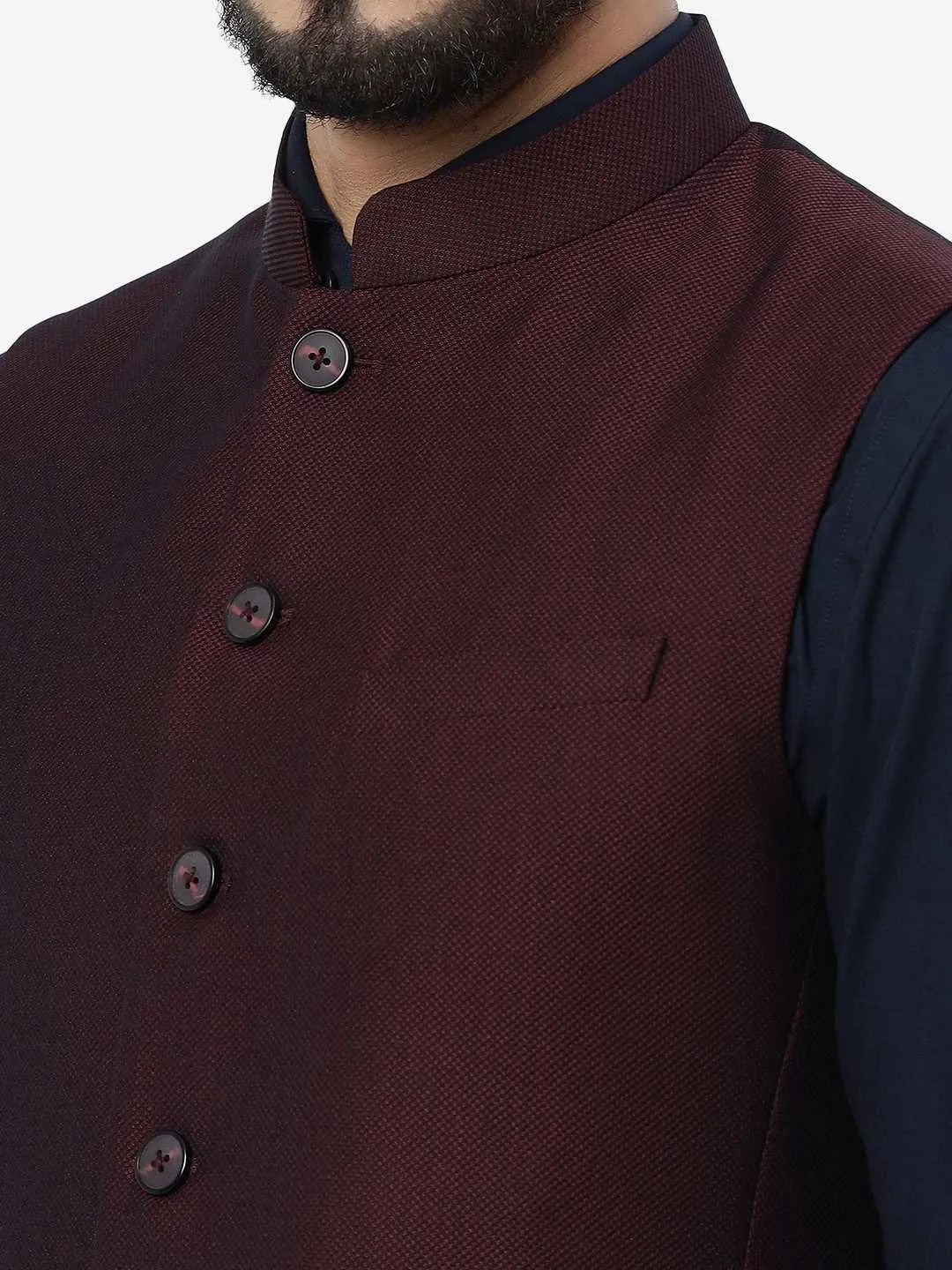 Maroon Checked Regular Fit Modi Jacket | JadeBlue