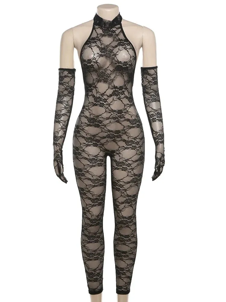 Mayra Full Lace Jumpsuit With Gloves