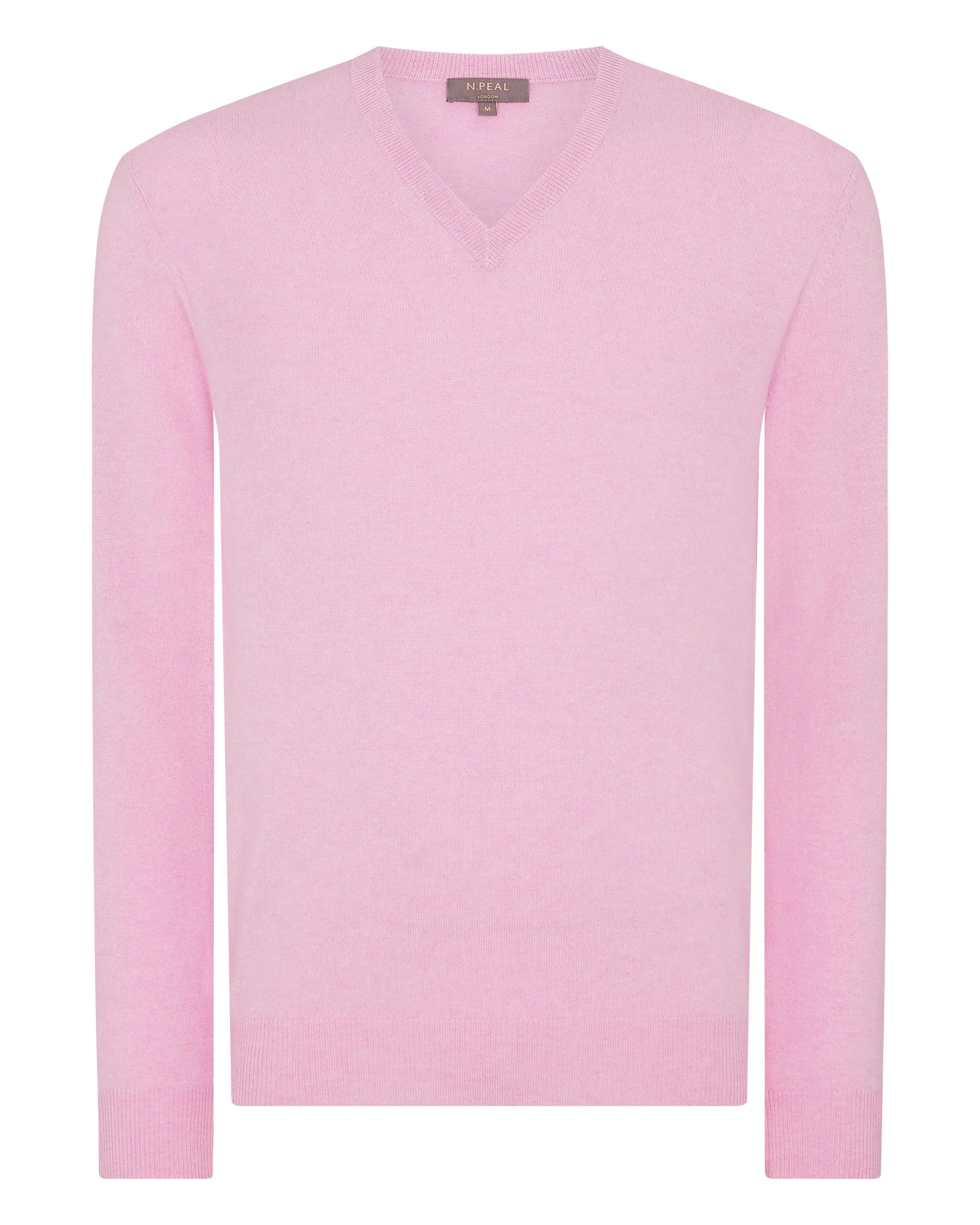 Men's Burlington V Neck Cashmere Jumper Flamingo Pink