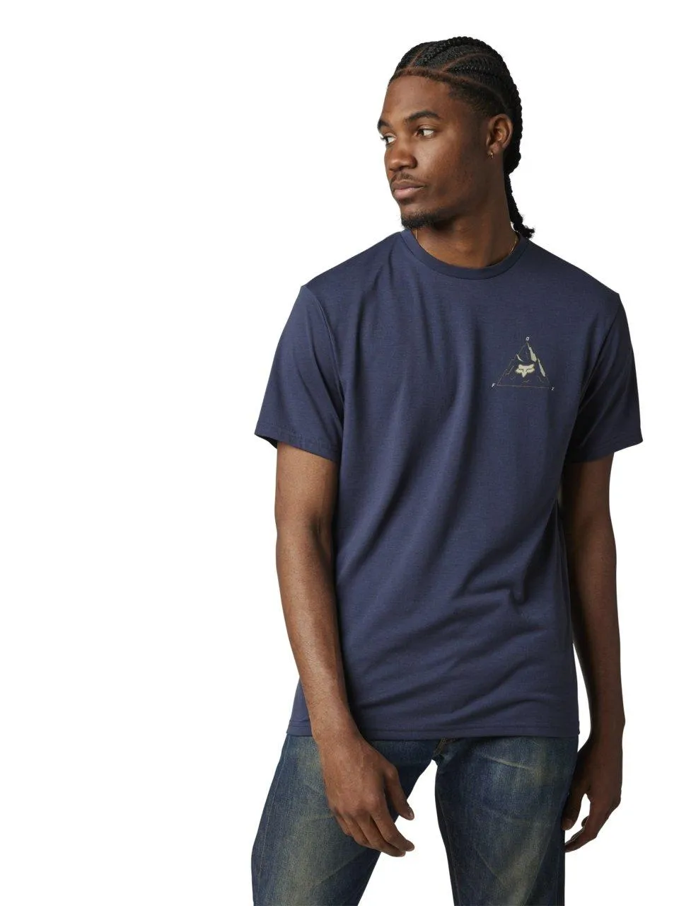 Men's Fox Finisher S/S Tech Tee - Heather Deep Cobalt | Cycle Clothing UK