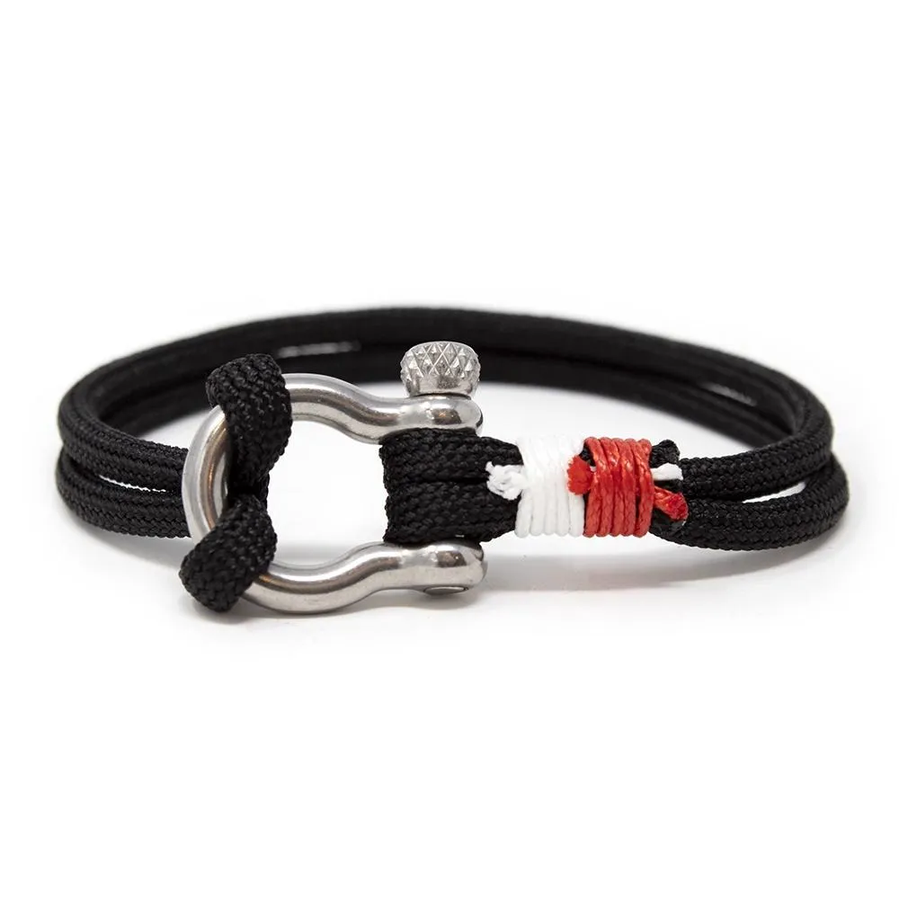 Men's Rope Bracelet with Shackle Black Small