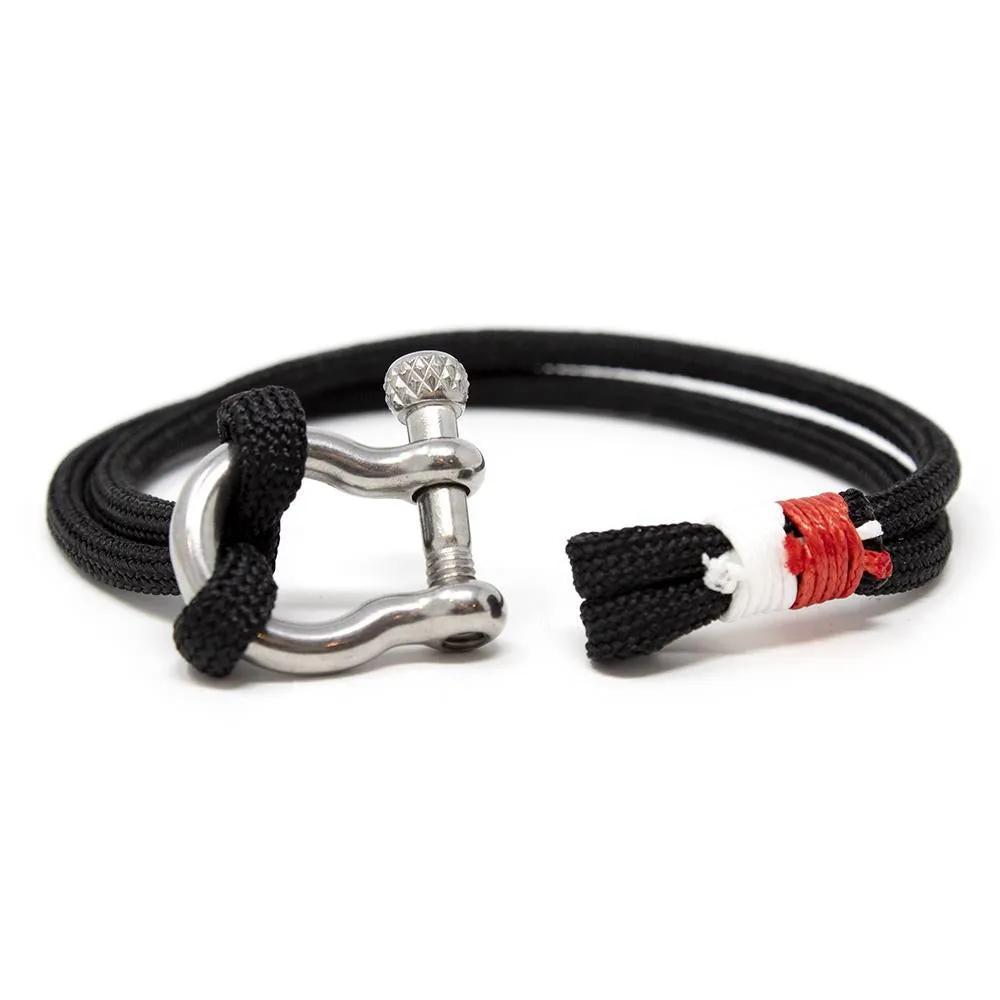 Men's Rope Bracelet with Shackle Black Small