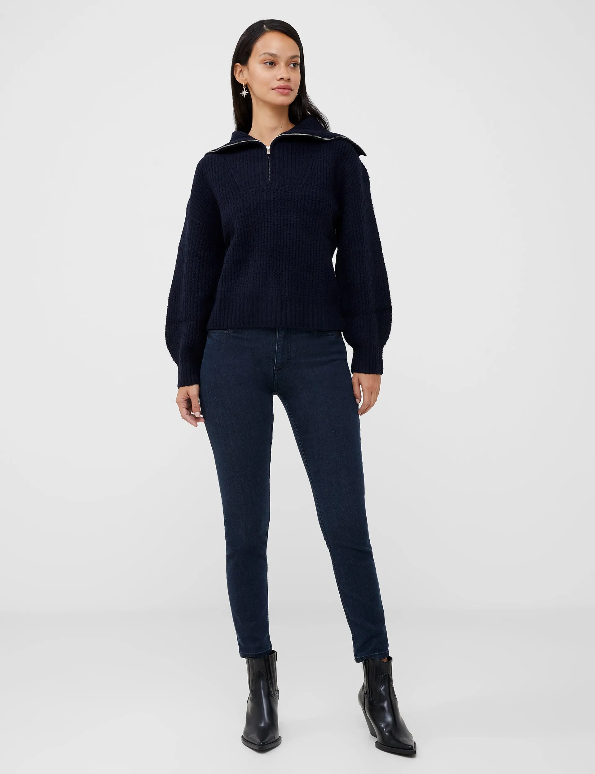 Mid Mix Rib Half Zip Jumper