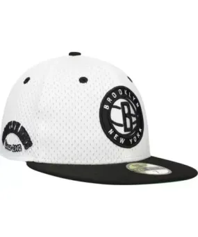 New Era Men's NBA White/Black Brooklyn Nets Throwback 2Tone 59FIFTY Fitted Hat