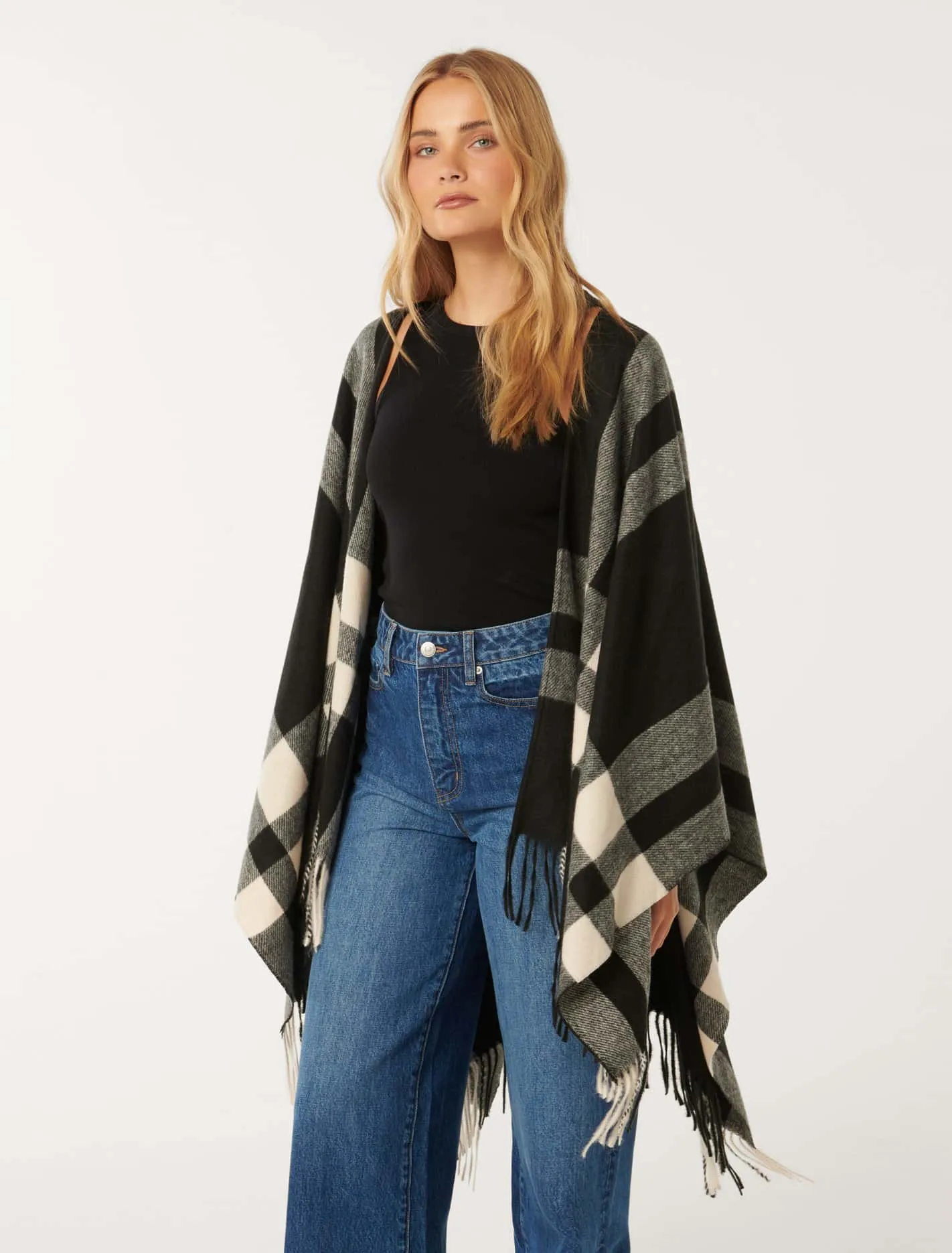 Olivia Check Wrap Cape