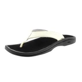 OluKai Womens Ohana Faux Leather Metallic Flip-Flops