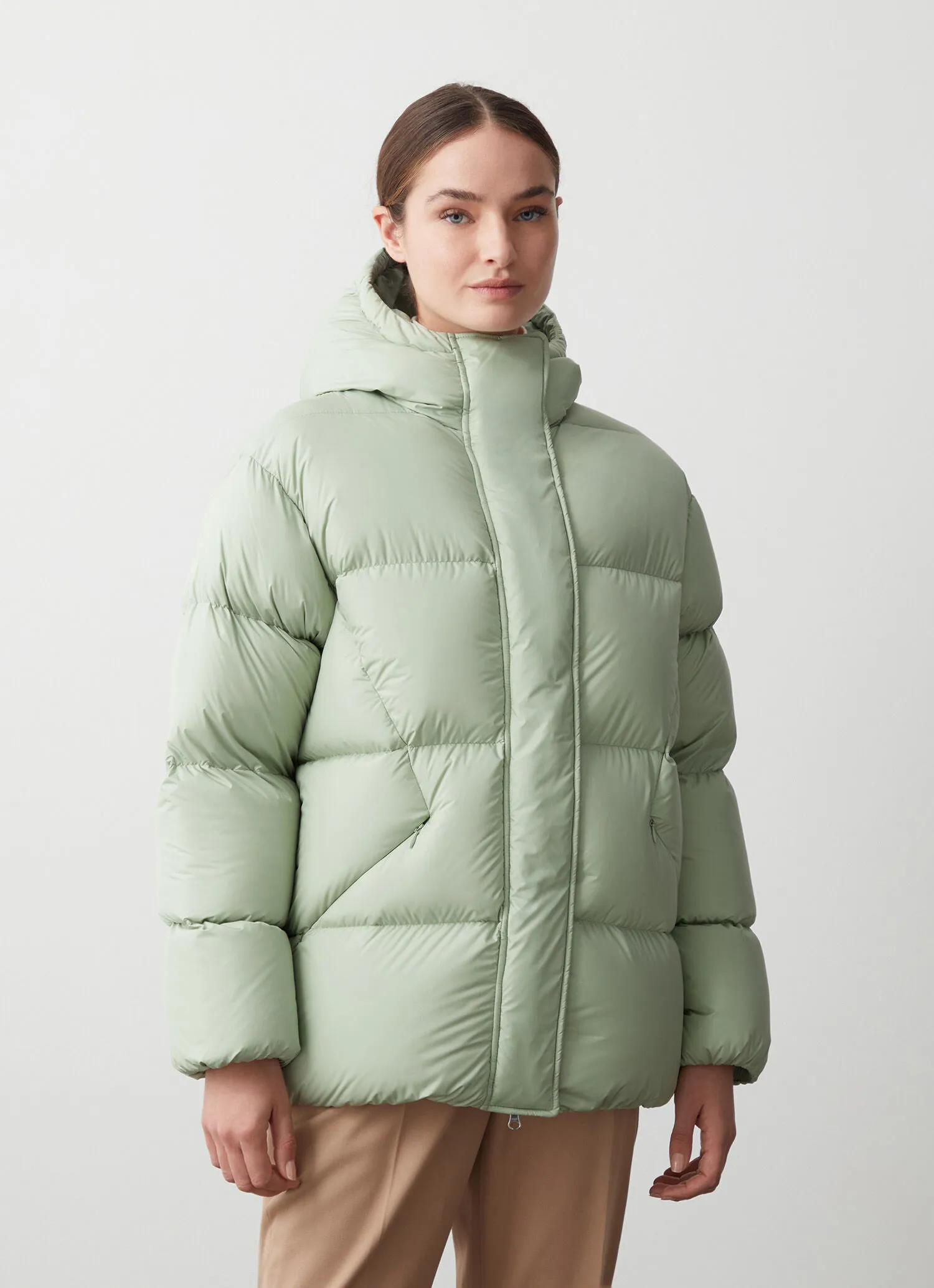 Oversized down jacket with hood-